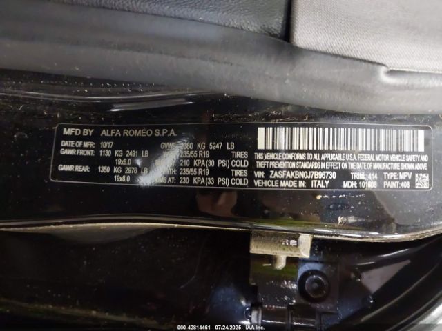 2018 ALFA ROMEO STELVIO ZASFAKBN0J7B96730 Photo 8