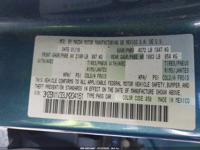 Mazda py 2018 3MZBN1V33JM204161 Image 9