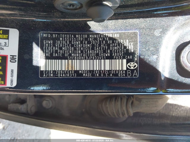 Toyota 2zr-fe 2018 5YFBURHE9JP833451 Image 9