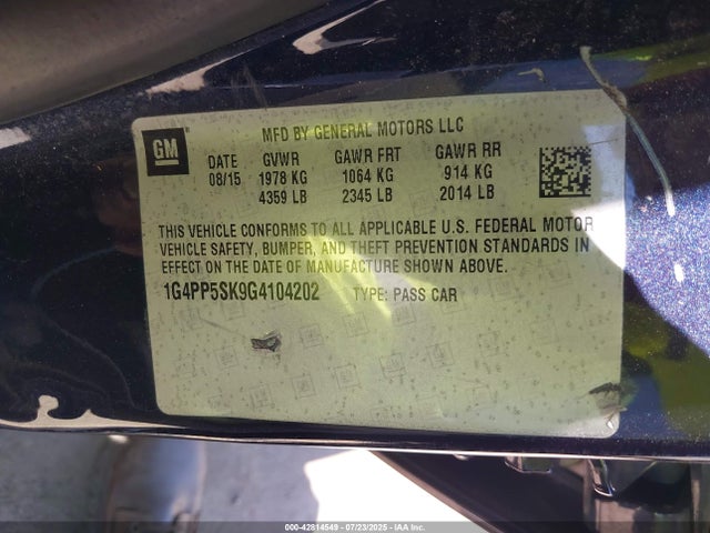 1G4PP5SK9G4104202 Buick lea - gas/alc, sidi, alum, ho