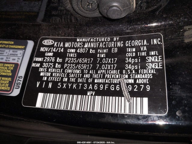 5XYKT3A69FG659279 KIA dohc t-gdi theta-ii