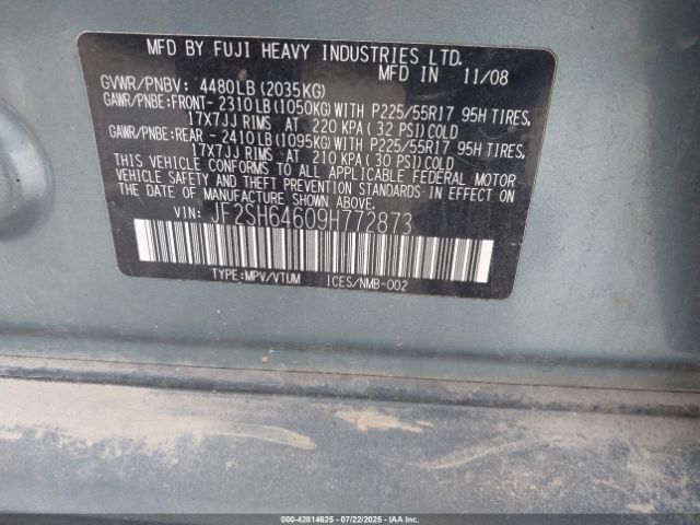 2009 SUBARU FORESTER JF2SH64609H772873 Photo 8