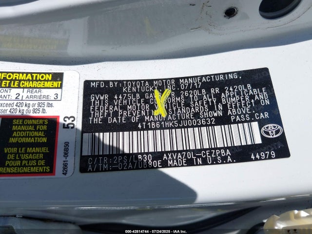 4T1B61HK5JU003632 Toyota a25a-fks