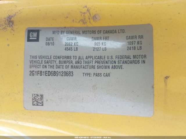 2011 CHEVROLET CAMARO 2G1FB1ED6B9120683 Photo 8