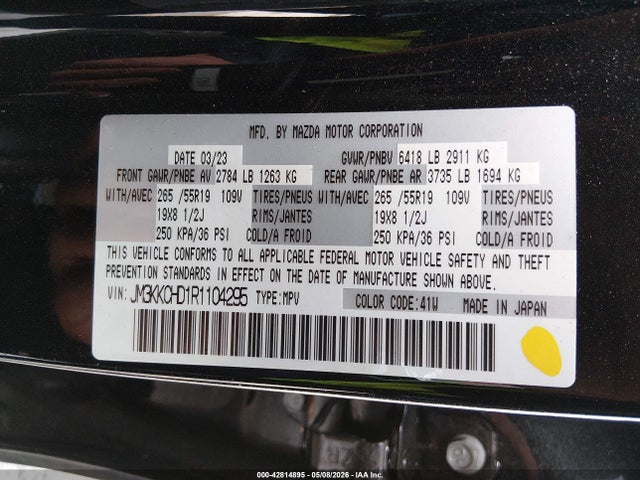 Продаж на аукціоні авто 2024 Mazda Cx-90 3.3 Turbo Preferred Plus, vin: JM3KKCHD1R1104295, номер лоту: 42814895