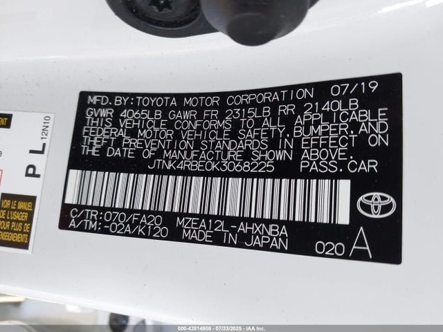 JTNK4RBE0K3068225 Toyota m20a-fks