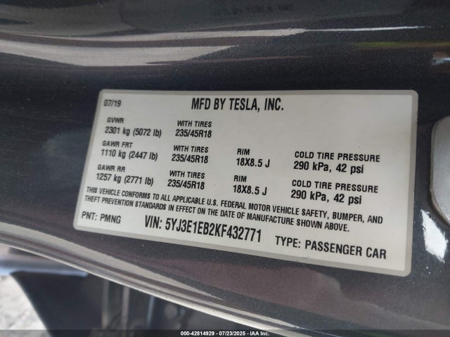 Tesla 2019 2019 5YJ3E1EB2KF432771 Image 9