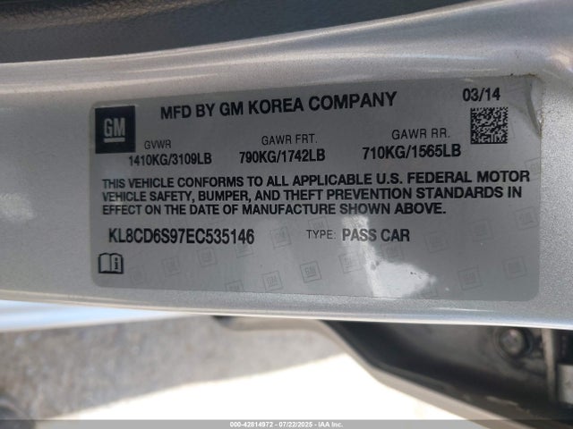 Chevrolet ll0 2014 KL8CD6S97EC535146 Image 9