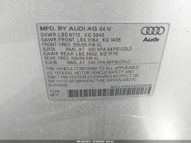 2010 AUDI Q7 WA1LYAFE4AD006595 Photo 8