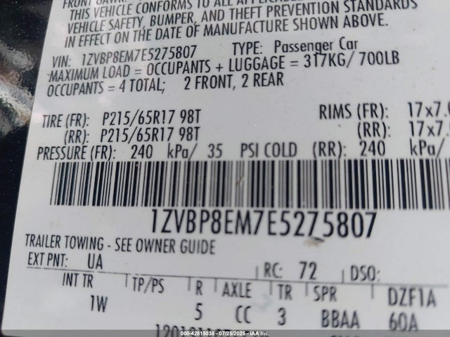 1ZVBP8EM7E5275807 Ford 2014