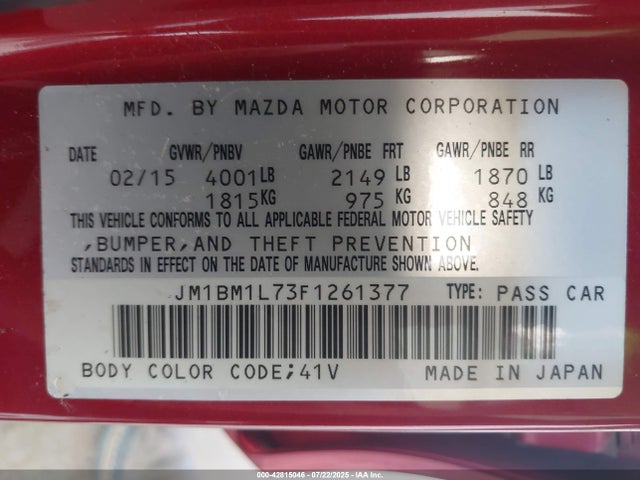JM1BM1L73F1261377 Mazda pe
