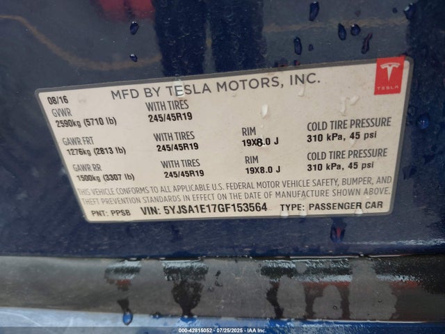 2016 TESLA MODEL S 5YJSA1E17GF153564 Photo 8