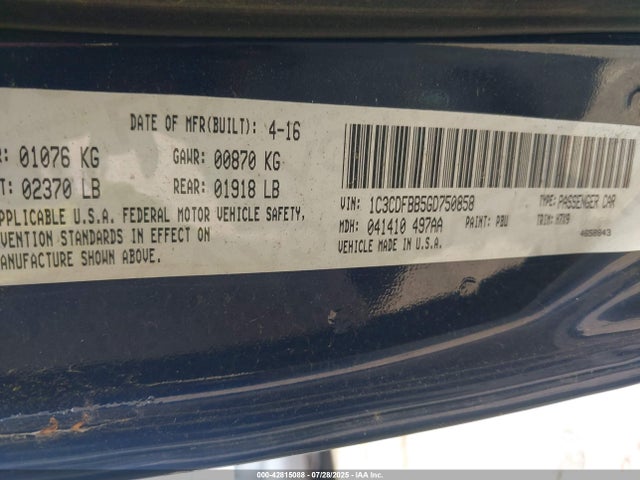 Dodge 2016 2016 1C3CDFBB5GD750858 Image 9