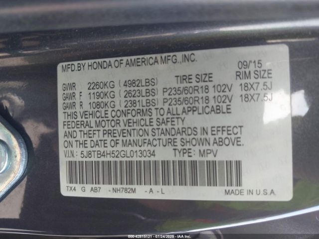 2016 ACURA RDX 5J8TB4H52GL013034 Photo 8