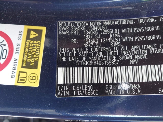 5TDKKRFH4GS159857 Toyota 2gr-fe
