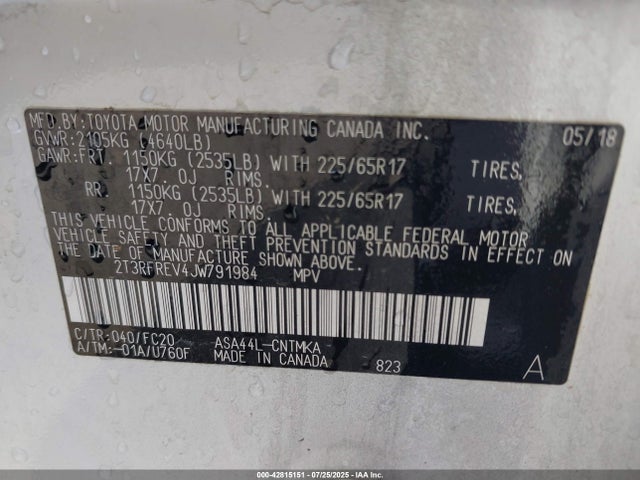Toyota 2ar-fe 2018 2T3RFREV4JW791984 Image 9