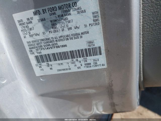 2007 FORD F-150 1FTPX14V97FB81886 Photo 8