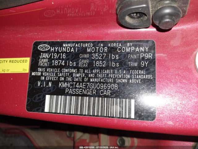 Hyundai dohc gdi gamma 2016 KMHCT4AE7GU096908 Image 9