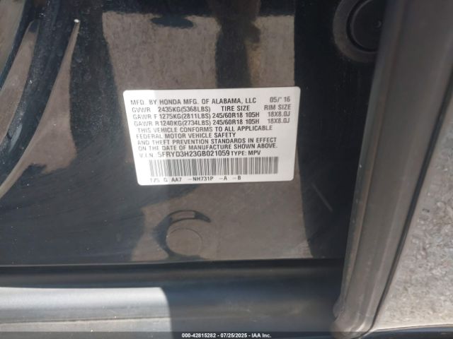 2016 ACURA MDX 5FRYD3H23GB021059 Photo 8