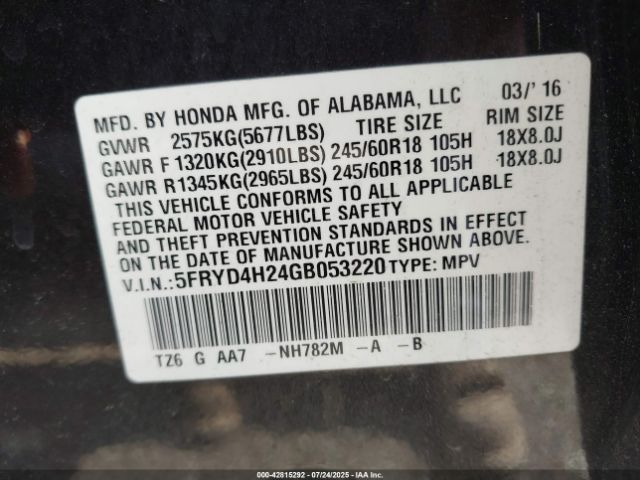 2016 ACURA MDX 5FRYD4H24GB053220 Photo 8
