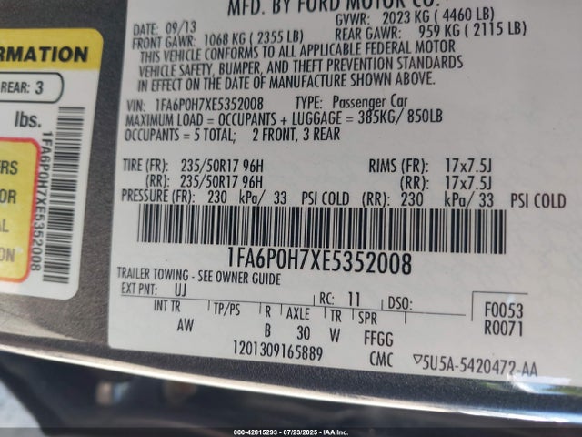 2014 FORD FUSION 1FA6P0H7XE5352008 Photo 8