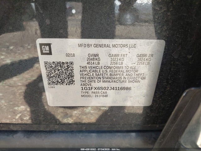 1G1FX6S02J4116986 Chevrolet 2018