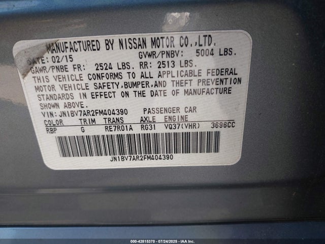 JN1BV7AR2FM404390 Infiniti Q50