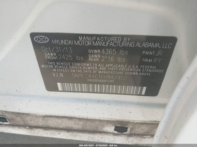 5NPEC4AC1EH842952 Hyundai gamma