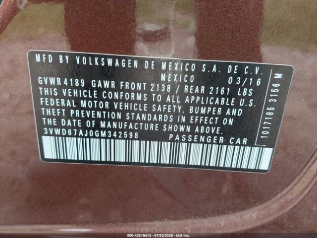 2016 VOLKSWAGEN JETTA 3VWD67AJ0GM342598 Photo 8