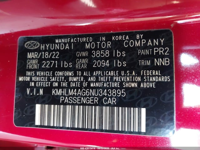 Hyundai mpi nu pe 2022 KMHLM4AG6NU343895 Image 9
