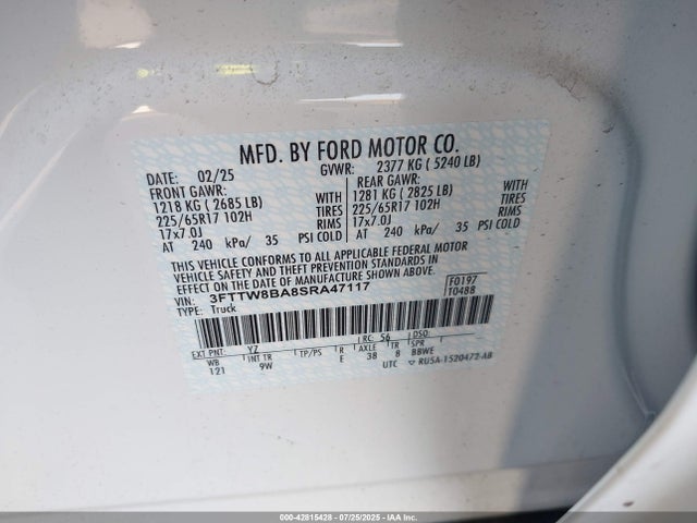 Ford Maverick Xl 2025 3FTTW8BA8SRA47117 Image 9