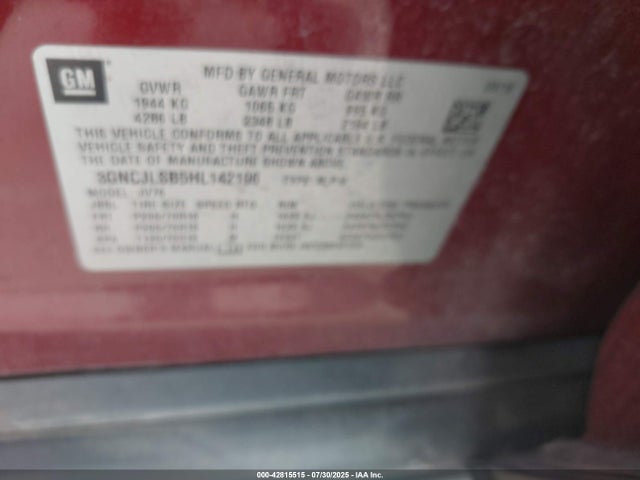 3GNCJLSB5HL142196 Chevrolet luv - mfi, vvt: variable valve timing, e85 max, alum