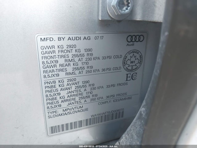 2018 AUDI Q7 WA1AHAF70JD006070 Photo 8