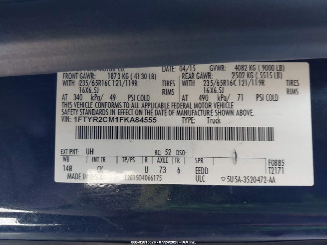 Ford 2015 2015 1FTYR2CM1FKA84555 Image 9
