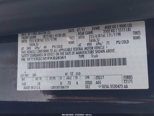 Ford 2015 2015 1FTYR2CM1FKB28361 Image 9