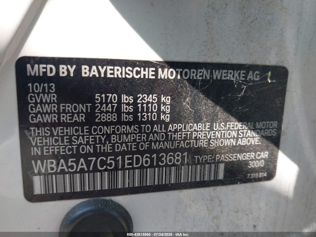 BMW 528I 2014 WBA5A7C51ED613681 Image 9