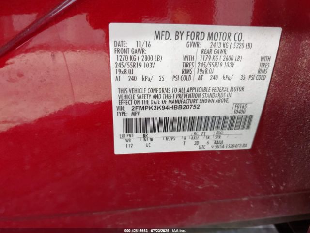 2017 FORD EDGE 2FMPK3K94HBB20752 Photo 8