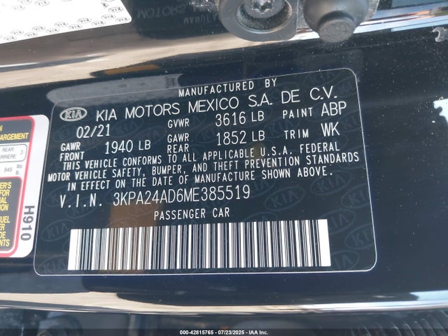 3KPA24AD6ME385519 KIA gamma ii