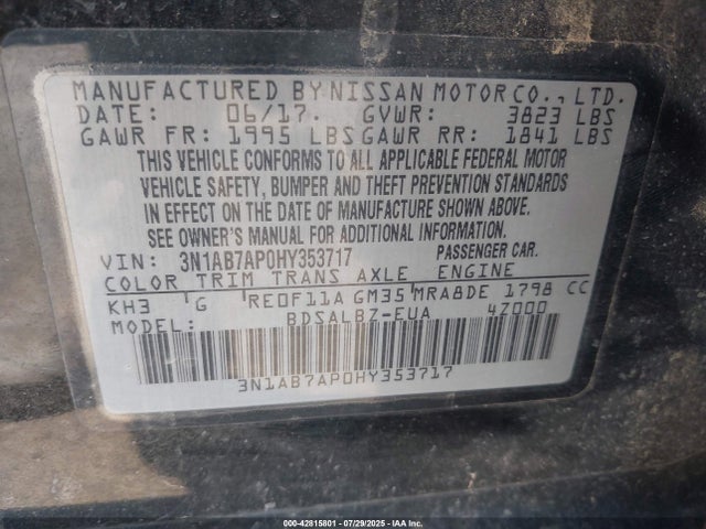 3N1AB7AP0HY353717 Nissan Sentra
