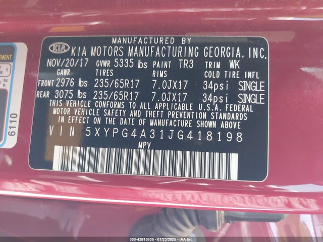 5XYPG4A31JG418198 KIA gdi theta-ii