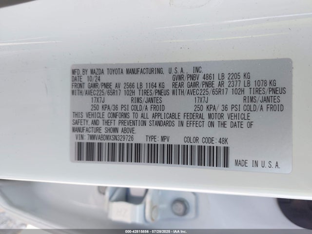 7MMVABDMXSN329726 Mazda py cylinder deactivation