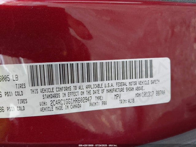 2C4RC1GG1HR602947 Chrysler Pacifica