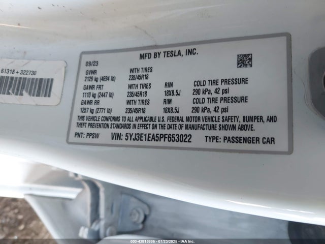 2023 TESLA MODEL 3 5YJ3E1EA5PF653022 Photo 8