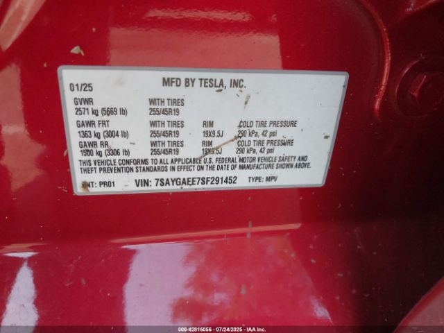 2025 TESLA MODEL Y 7SAYGAEE7SF291452 Photo 8