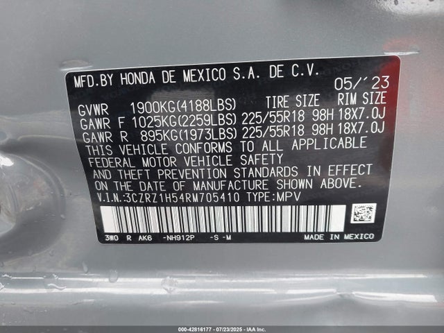 3CZRZ1H54RM705410 Honda k20z5