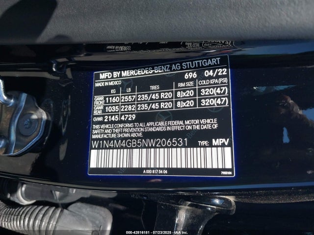 W1N4M4GB5NW206531 Mercedes-Benz m260
