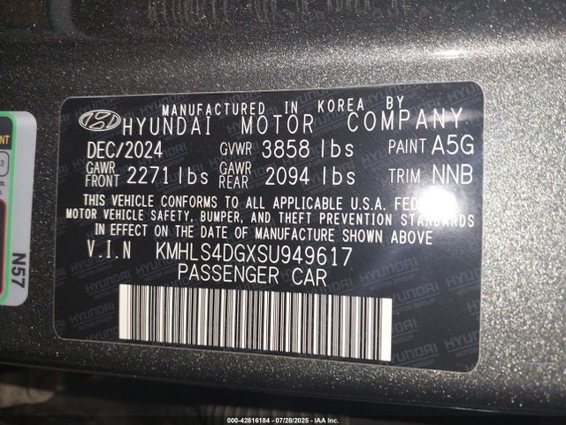 KMHLS4DGXSU949617 Hyundai mpi nu pe
