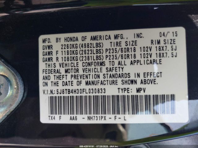 2015 ACURA RDX 5J8TB4H30FL030833 Photo 8