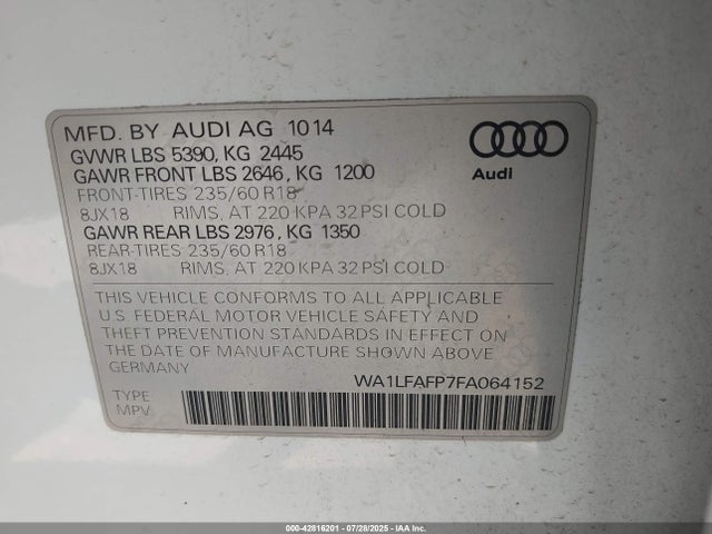 2015 AUDI Q5 WA1LFAFP7FA064152 Photo 8