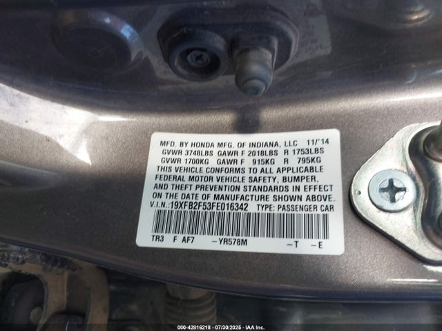 Honda r18z1 2015 19XFB2F53FE016342 Image 9